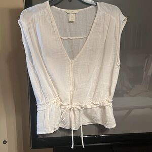 H&M Sheer Button Tie Blouse